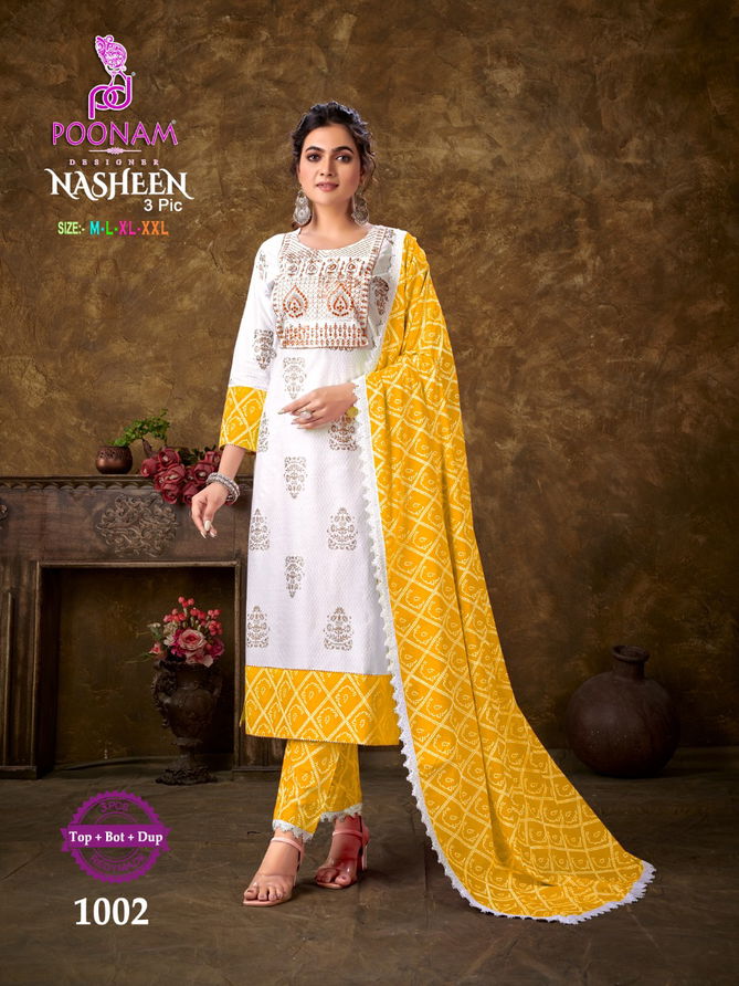 Poonam Nasheen 3 Pic Ethnic Wear Wholesale Readymade Salwar Suits Catalog
